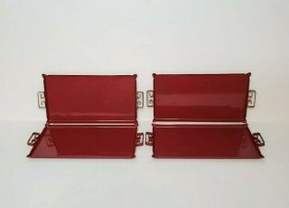 Vintage Moire Glaze Kyes Small Red Enamel Trays Set Of 4 Mid Century Modern Mcm