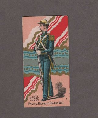 1888 Kinney Tobacco Military Series N224 Private Racine Lt.  Guards Wis.