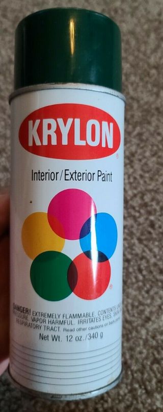 Vintage Krylon 2001 Hunter Green Spray Paint Can Partial