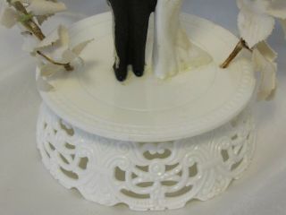 Vintage Wedding Cake Topper Ivory Plastic w Bride & Groom 1950’s 9 ½ 