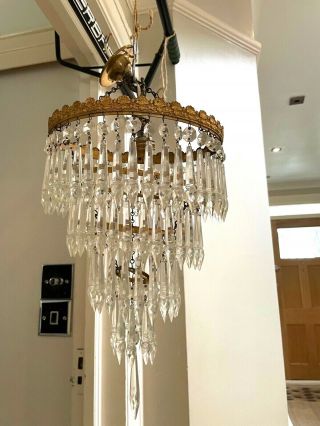 Antique Waterfall Icicle Crystal Chandelier