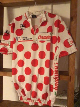 Vintage 90s Tour De France Giordana Cycling Jersey Red Polka Dot Euc M/l
