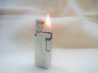 Vtg Machined Silver Toned Cigarette Pipe Lighter Gray Usa Flip Top