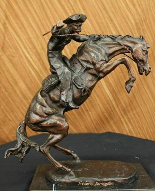 Vintage Classic Frederic Remington " Bronco Buster " 18 " Bronze Sculpture Figurine