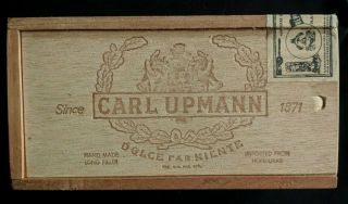 Vintage Carl Upmann Wooden Sliding Top Cigar Box - 7 1/2 