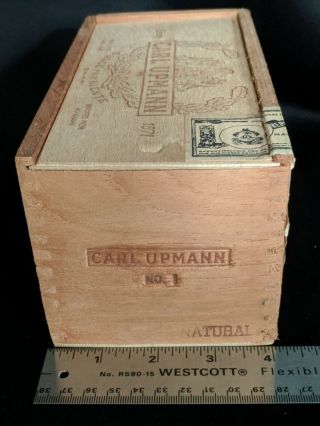 Vintage Carl Upmann Wooden Sliding Top Cigar Box - 7 1/2 
