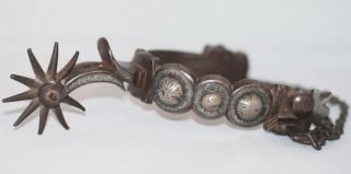 Gorgeous Antique California Style Silver Double Mounted Hand Forged Single Spur