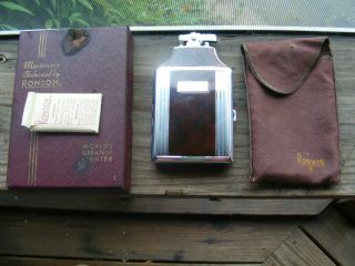 Vtg Mastercase Fashioned By Ronson Lighter Case W/ Box & Felt Bag And Paperwork