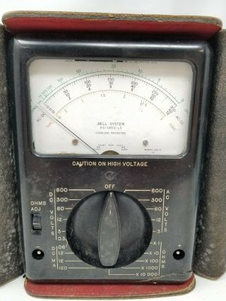 Vintage Bell System Ks - 14510 - L5 Ac/dc Volt/ohm Meter With Leather Case