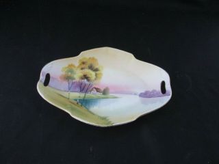 Vintage Morimura Nippon Hand Painted Trinket Dish Lake Country Scene