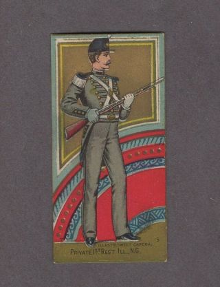 1888 Kinney Tobacco Military Series N224 Private 1st Regt.  Ill.  N.  G.