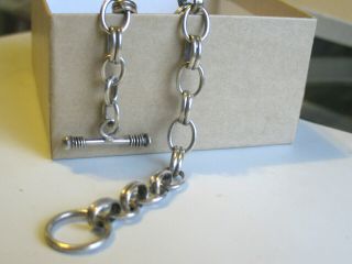 Vintage Sterling Silver Single And Double Links Toggle Size 7 7/8 " Bracelet