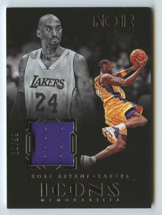 Kobe Bryant 2017 18 Panini Noir Icons Memorabilia Lakers Game - Worn Jersey