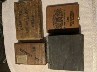 Vintage Wooden Cigar Boxes 4 Different Old And Rare