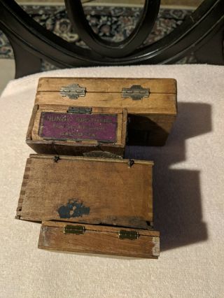Vintage wooden cigar boxes 4 different old and rare 3