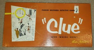 Vintage Rare 1956 Parkee Bros.  Clue Board Game Complete