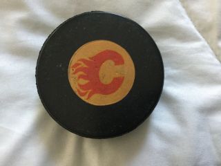 Nhl Calgary Flames Viceroy Vintage Game Puck,  Rubber Logos,  1970’s