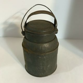 Vintage Rustic Farmhouse Galvanized Metal Cream Milk Can W/ Lid And Handle