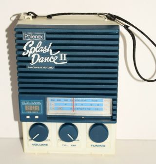 Vintage Pollenex Sr - 5 Splash Dance Ii Am / Fm / Tv1 / Tv2 Wb 5 Band Shower Radio