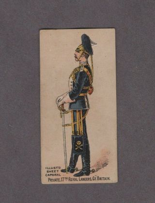 1888 Kinney Tobacco Military Series N224 Private 17th Royal Lancers Gt.  Britain