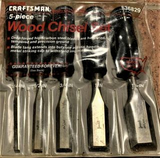 Vintage Sears Craftsman 936829 5 Piece Wood Chisel Set 9 36829 - Usa Made