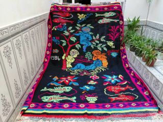 Vintage Handmade Moroccan Azilal Rug Berber Tribal Rug Wool Carpet 7.  31 X 10.  17