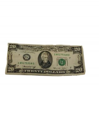1974 (e) $20 Twenty Dollar Bill Federal Reserve Note Jackson Old Vintage Money