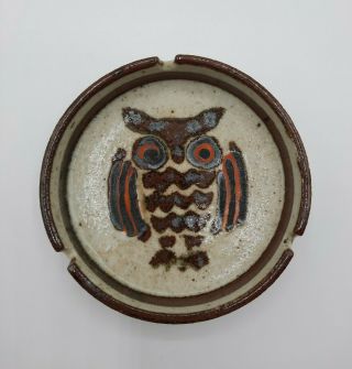 Vintage Otagiri Owl Ashtray Brown Speckled Hand Crafted Stoneware