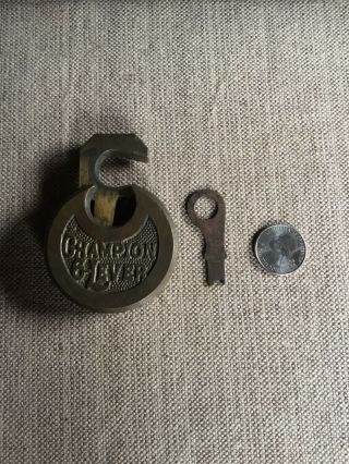 Vintage Brass Champion 6 Lever Padlock With Key