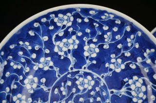 Pair Antique Chinese Blue and White Prunus Crackle Ice Porcelain Plate 19th C 5