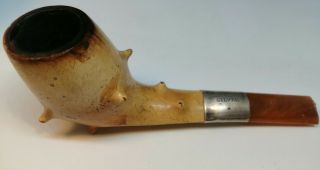 Briar wood pipe With Sterling Silver collar and leather case for restoration 3