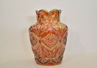 Antique Riihimaki Tennessee Star Carnival Art Glass Vase