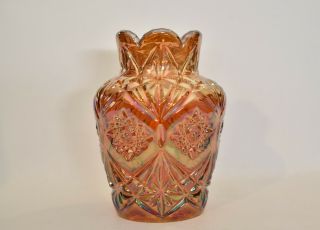 Antique Riihimaki Tennessee Star Carnival Art Glass Vase 2