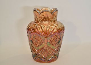 Antique Riihimaki Tennessee Star Carnival Art Glass Vase 3