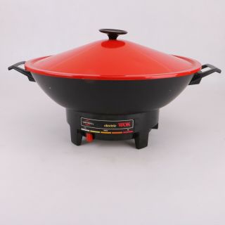 Vintage West Bend Electric Wok,  6 - Quart Red,  Made In Usa With Cord 79525