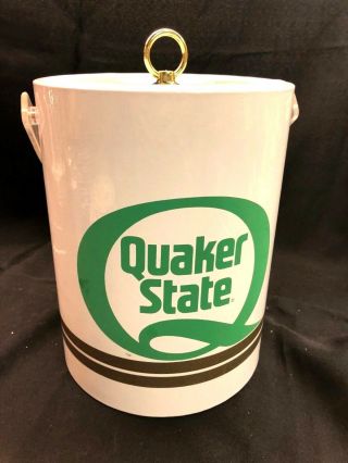 Vintage Quaker State Oil Ice Bucket With Lid And Handle