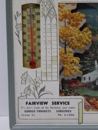 Vintage 1961 FAIRVIEW CONOCO GAS OIL ADVERTISING Thermometer HUTCHINSON KANSAS 3