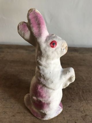 Small Standing Old Vintage Paper Mache Bunny Rabbit Candy Container Aafa 2