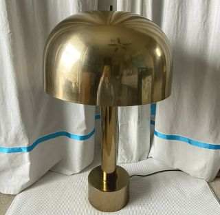 Brass Laurel Mushroom Lamp Mid Century Modern Brass Shade Table Light Large