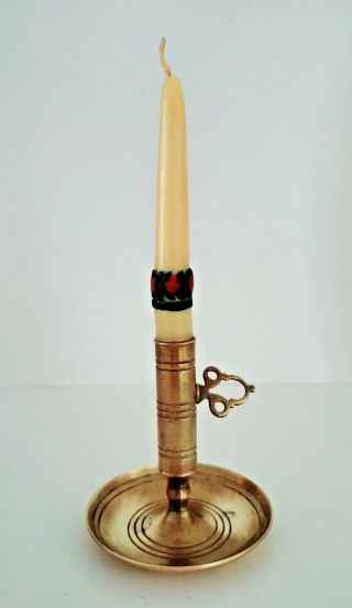 Vintage Swedish Solid Brass Candle Holder Candlestick Morells Gjuteri Mora
