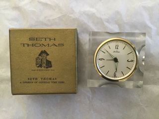 Vintage Seth Thomas Alarm Clock Crystal Clear Lucite Acrylic Facet
