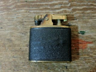 Old Vintage Estate Gold Trim Leather Wrapped Continental Cmc Cigarette Lighter