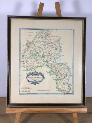 Vintage Framed Behind Glass Map Of Oxfordshire By Robert Morden