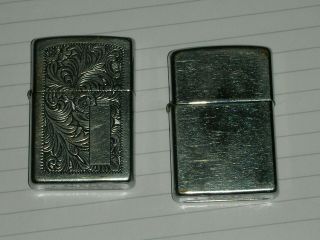 Zippo Lighters X2 1 Plain 1 Engraved Design On Both Have Loose Hinges On Lid