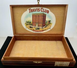 Vintage Wooden Wood Travis Club Mild & Fragrant Cigar Box