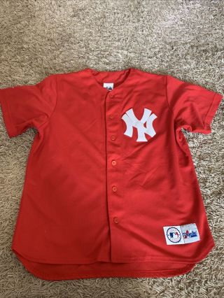 Vintage Majestic York Yankees Jersey Red Medium