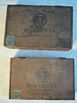 Vtg.  Wooden Dovetail Cigar Boxes Made For The Buffalo Athletic Club