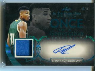 2020 Leaf In The Game Sports Giannis Antetokounmpo Jersey Autograph 4/5