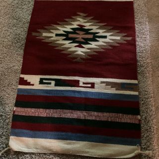 Antique Vintage Navajo Indian Pattern Chinle Red Rug Blanket Weaving 64”