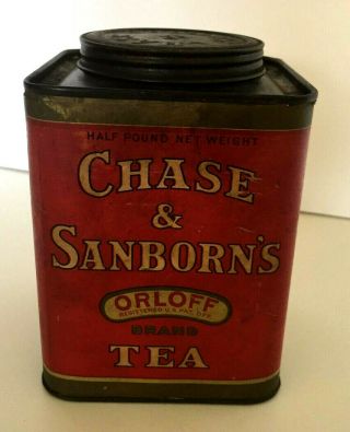 Vintage Chase And Sanborn’s Orloff Brand Black Tea Half Lb Tin - Paper Label.